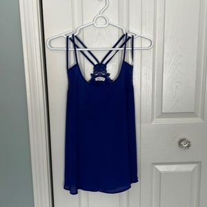 Royal blue tank with lace back embellishments
